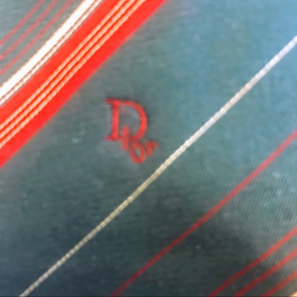 CHRISTIAN DIOR Luxury Tie Slate Blue Tan Red Stripe Tie Paris New York  3.25” - Picture 6 of 13
